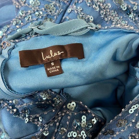 Enchanted Nights Blue Sequin Mermaid Maxi Dress - Picture 8 of 8